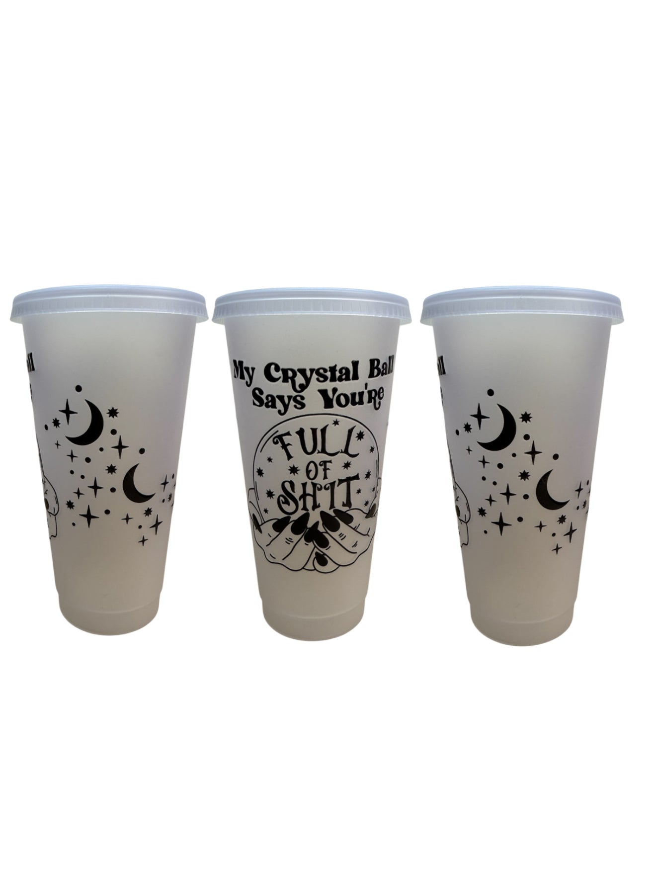 Funny Crystal Ball Tumbler with Straw – “My Crystal Ball Says You’re Full of Sh*t” Reusable Cup