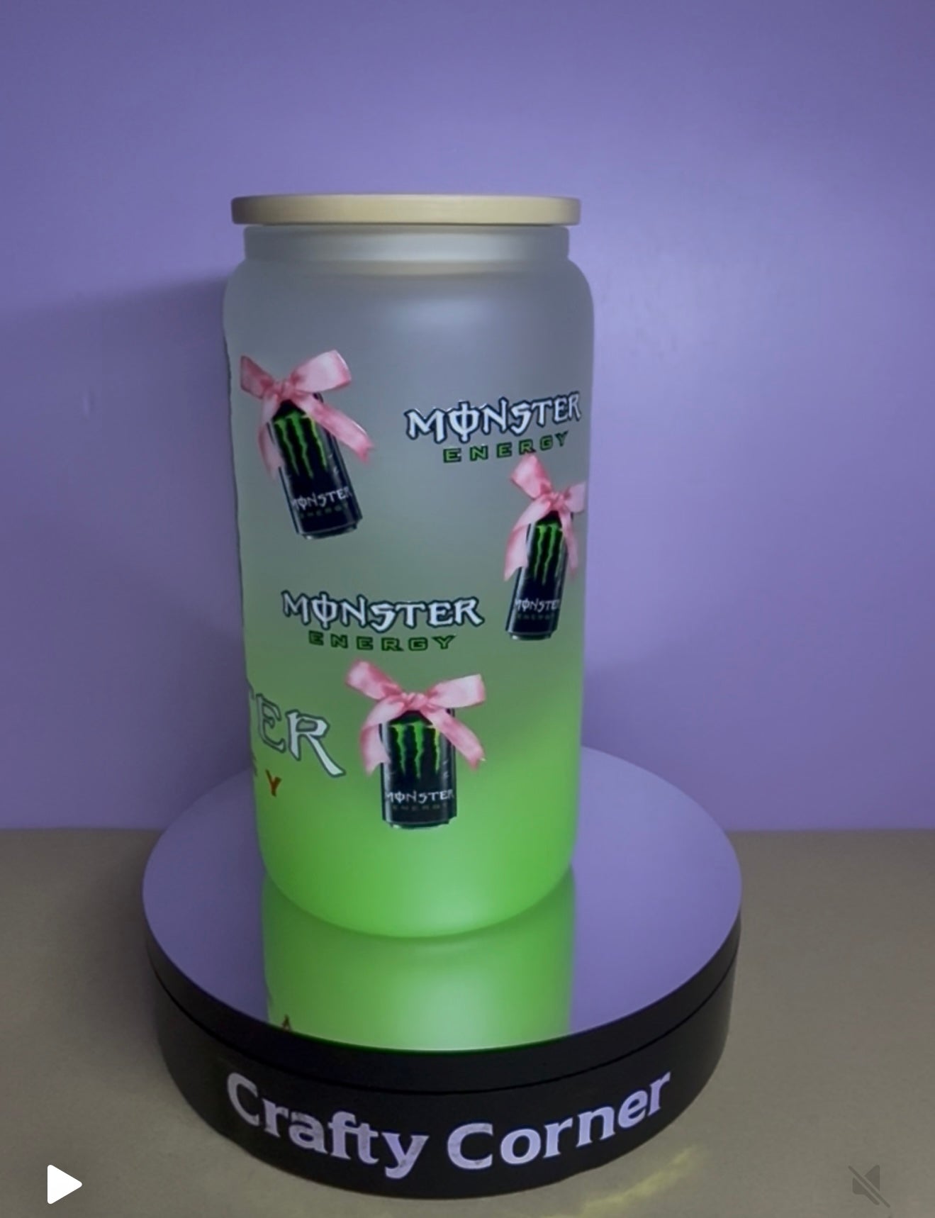 Monster Energy Frosted Libby Cab with Straw