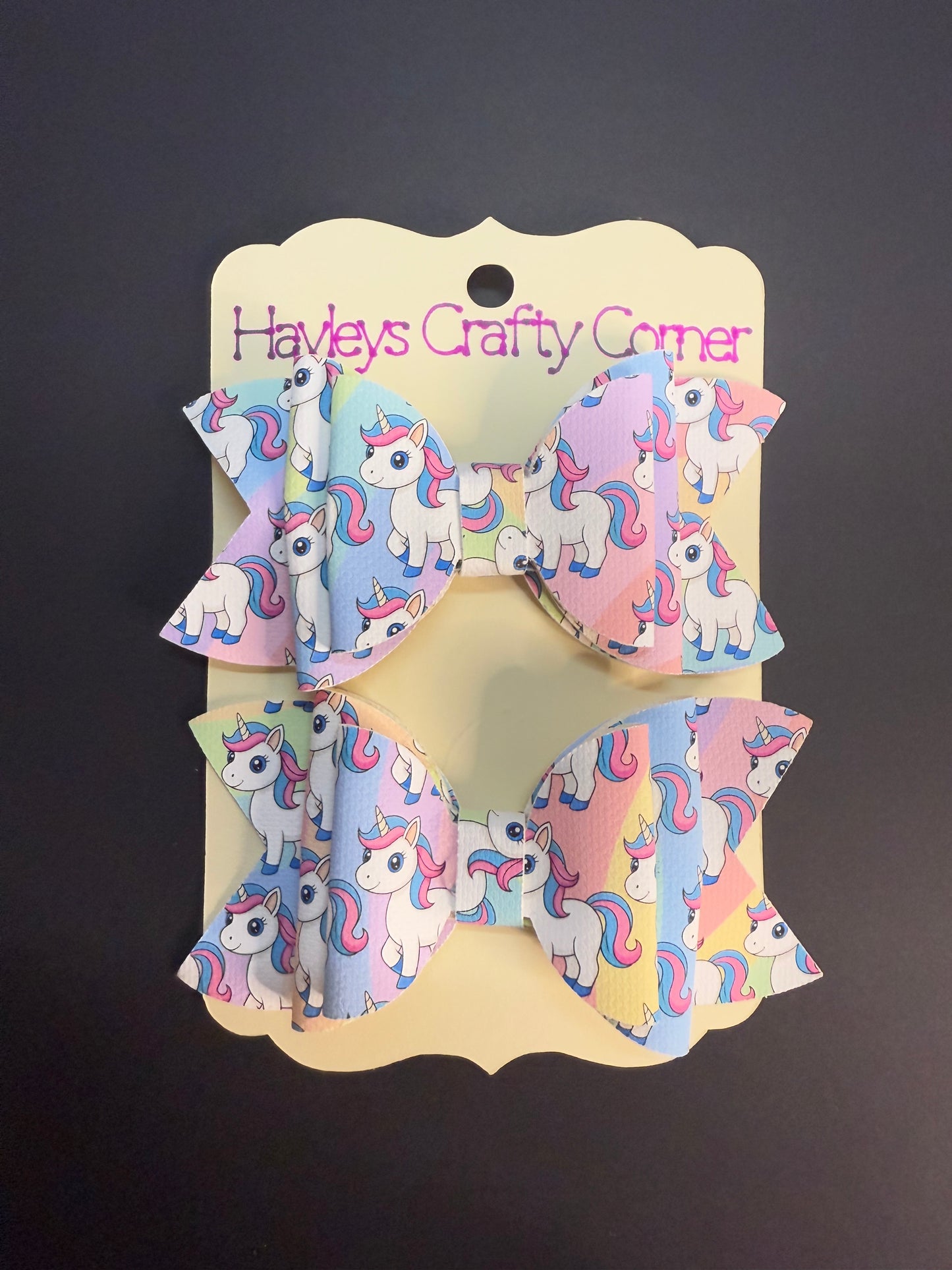 Unicorn 3 Layered Hair Bow Set | Handmade Pastel Bows for Girls