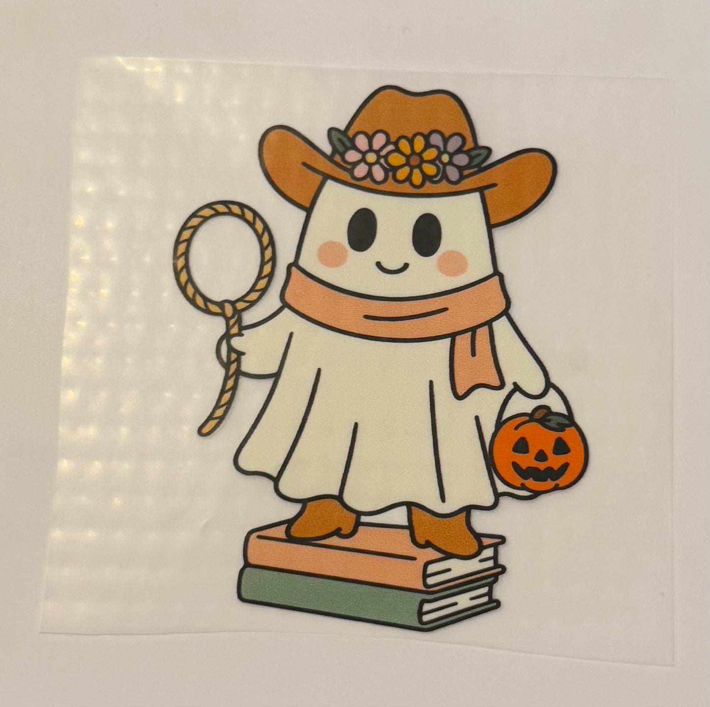 Cowboy Ghost with Pumpkin Heat Transfer – Halloween Iron-On DIY