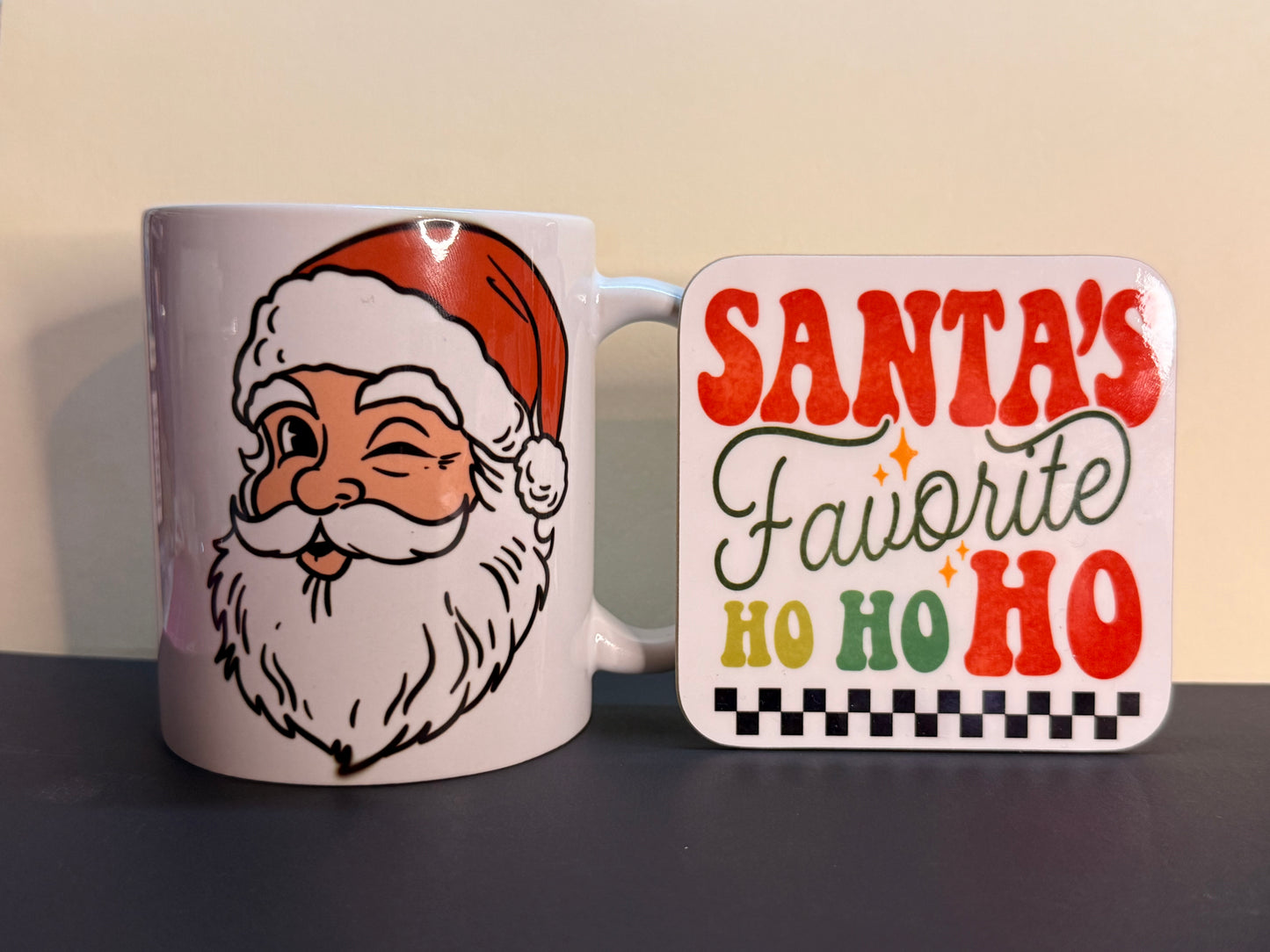 🎅 Santa’s Favorite Mug & Matching Coaster Set – Christmas Coffee Gift