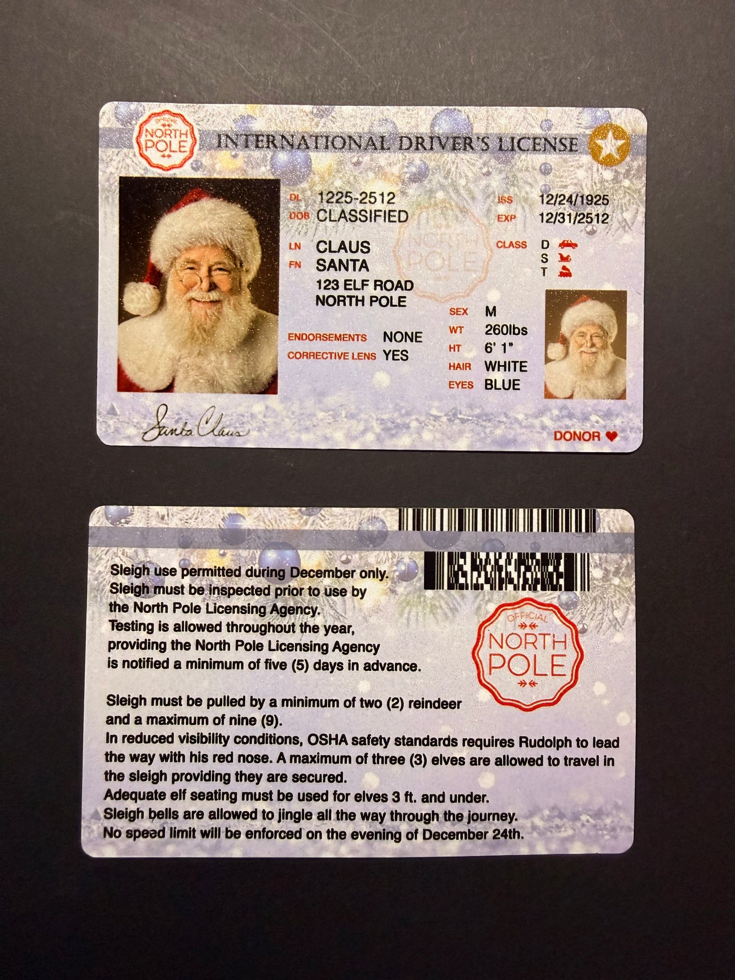 🎅 Santa Claus Novelty Driver’s License – North Pole ID