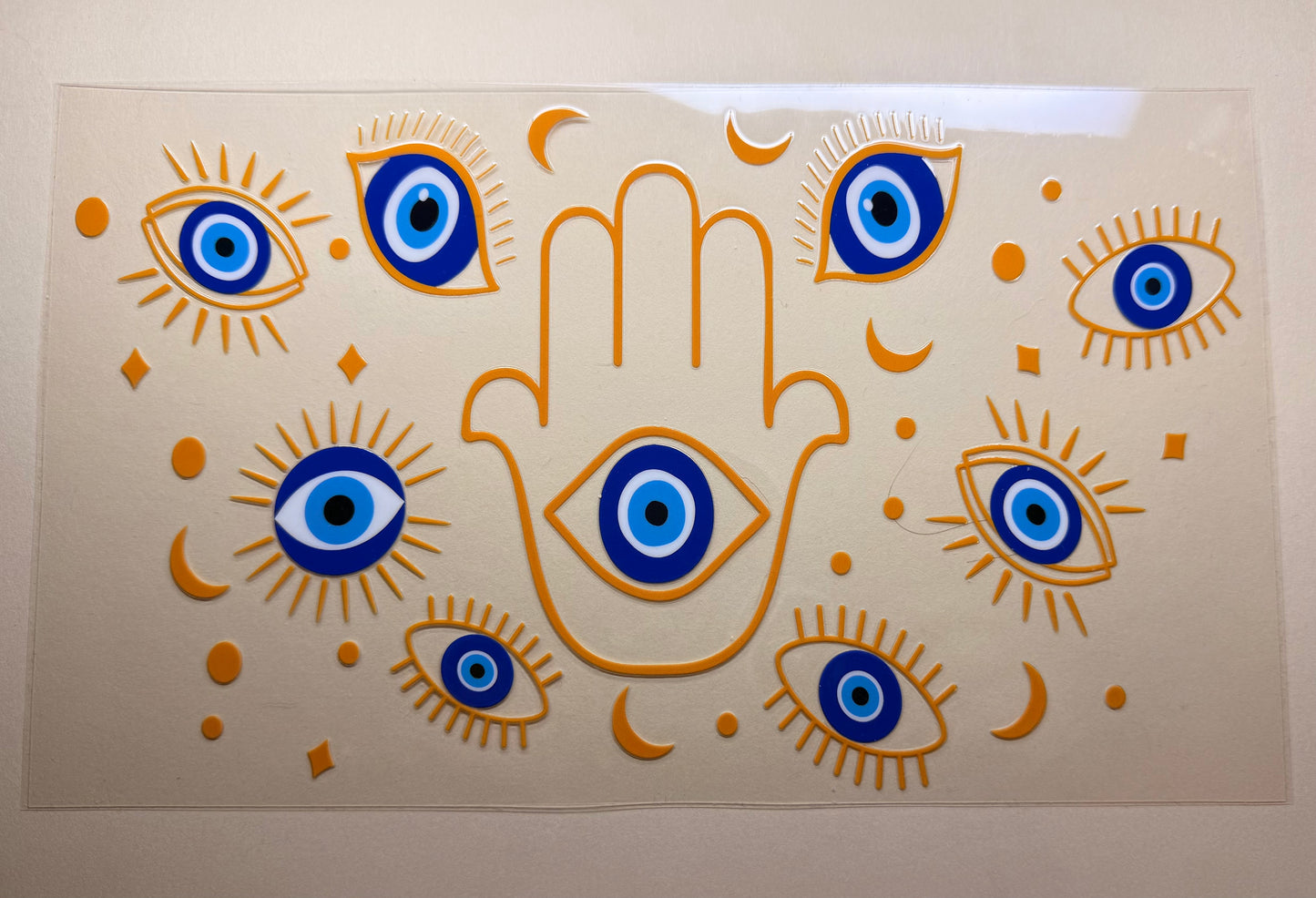 ✨ Evil Eye & Hamsa 24oz Cold Cup Wrap – Protective Mystical Design