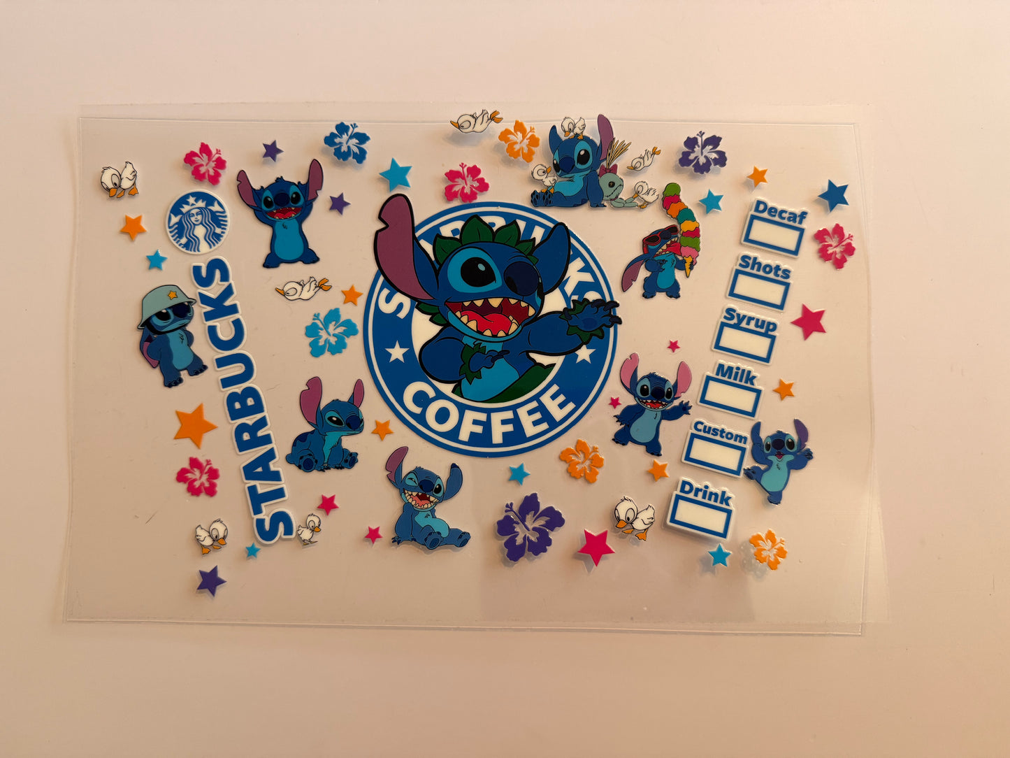 π Stitch Inspired 24oz Cold Cup Wrap β UVDTF Starbucks Style