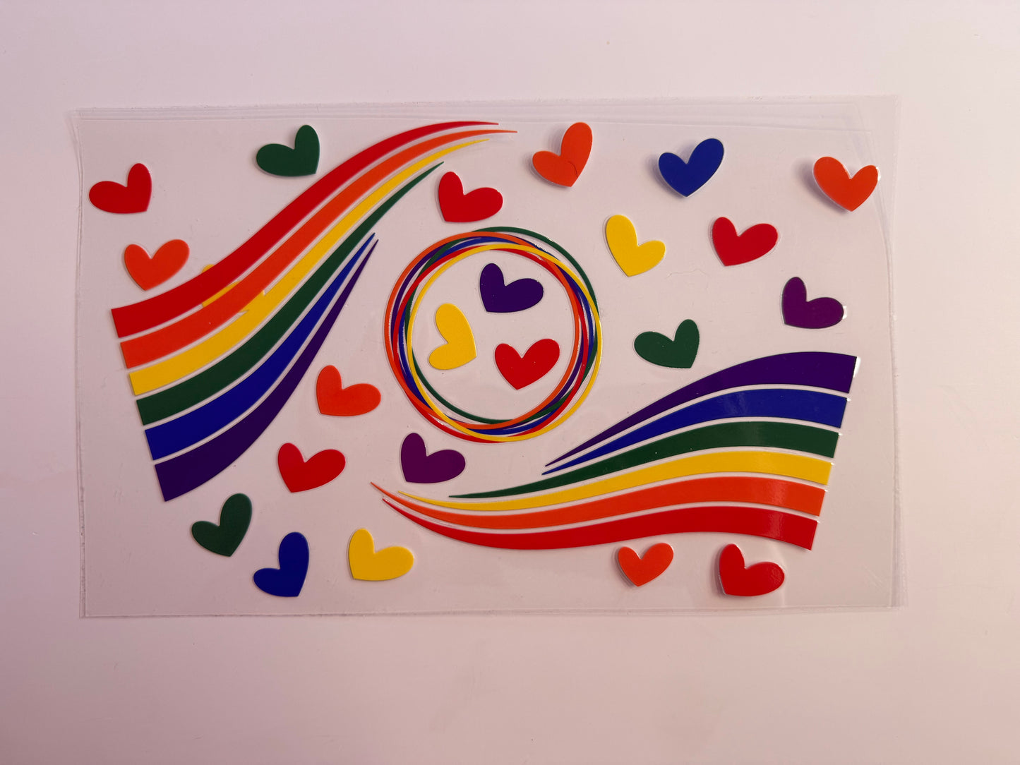 🌈 Rainbow Hearts 24oz Cold Cup Wrap – UVDTF Wrap