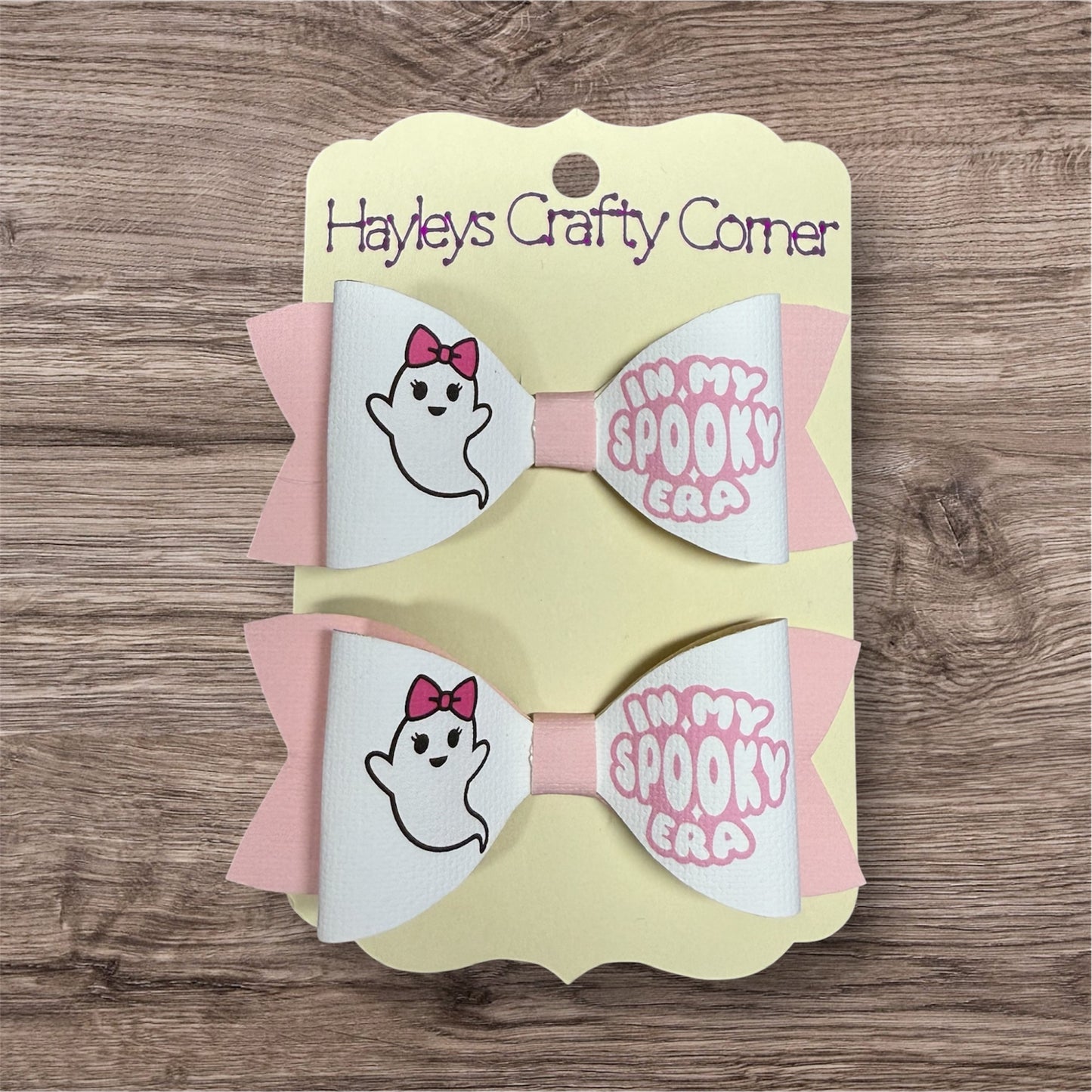 Pink " In My Spooky Era" Ghost Hair Bows
