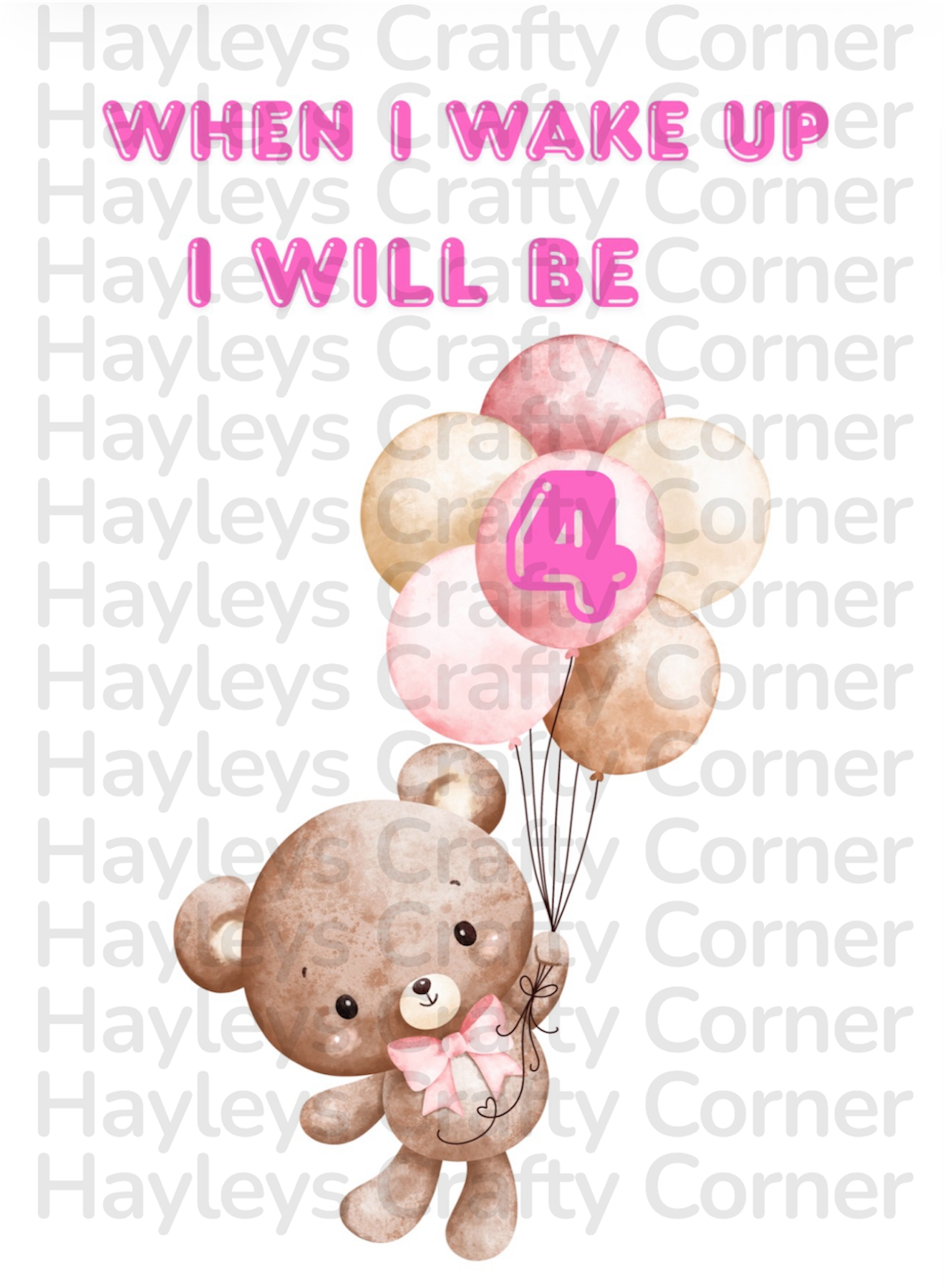 π Digital Birthday Design β Pink Teddy (Ages 1β6) π