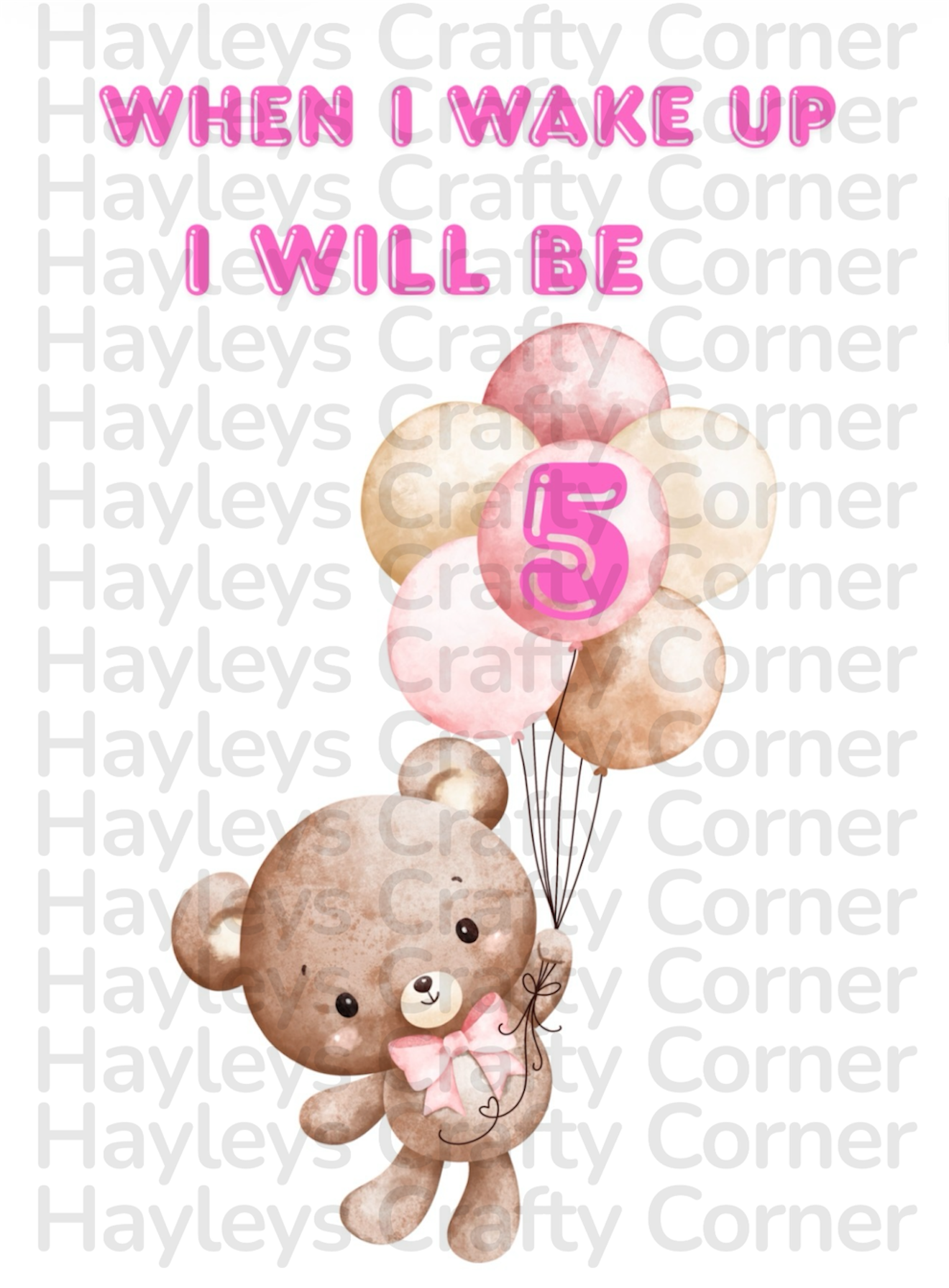 π Digital Birthday Design β Pink Teddy (Ages 1β6) π