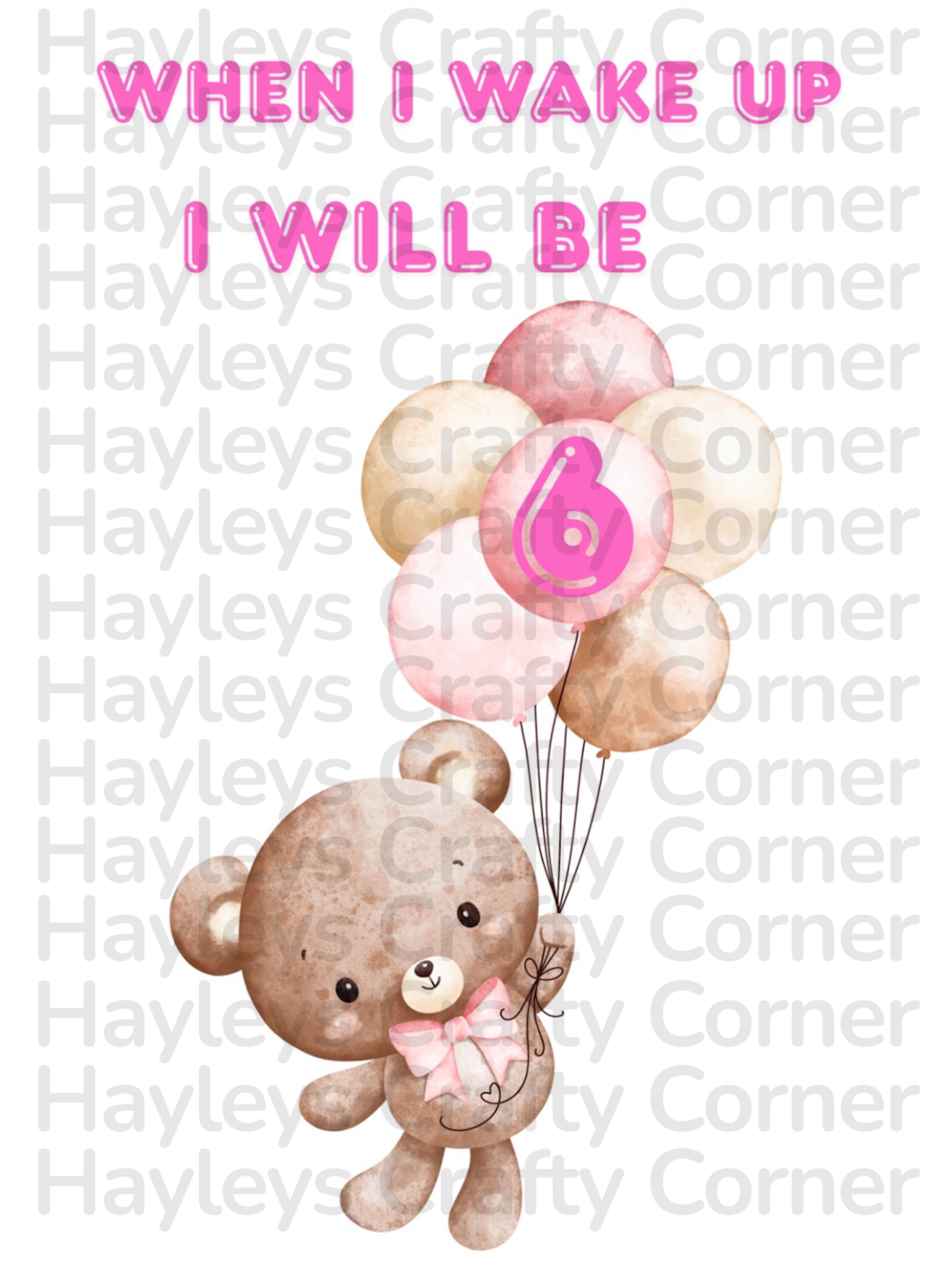 π Digital Birthday Design β Pink Teddy (Ages 1β6) π