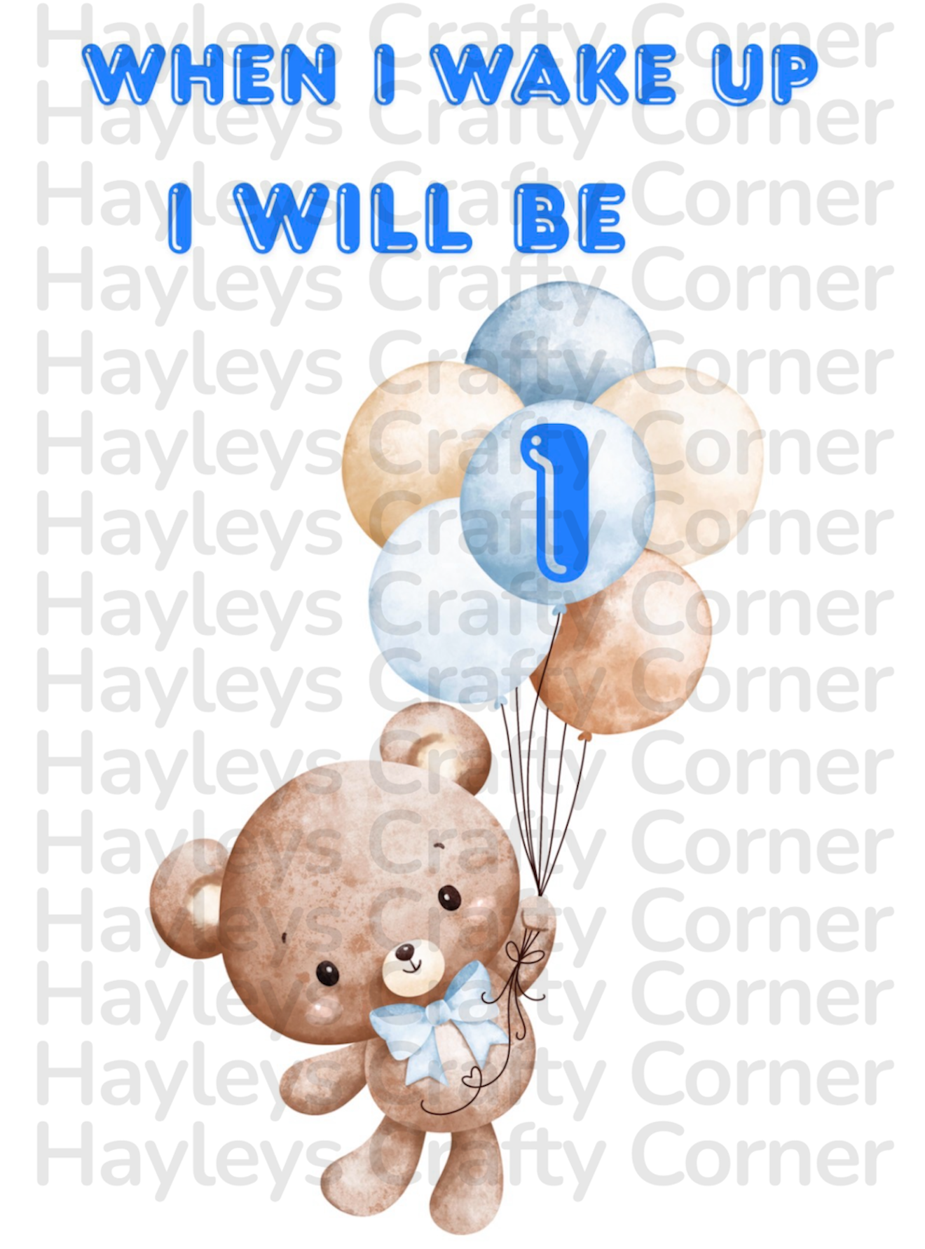 π Digital Birthday Design β Blue Teddy (Ages 1β6) π