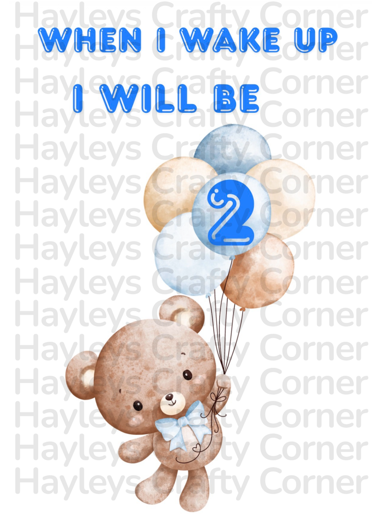 π Digital Birthday Design β Blue Teddy (Ages 1β6) π