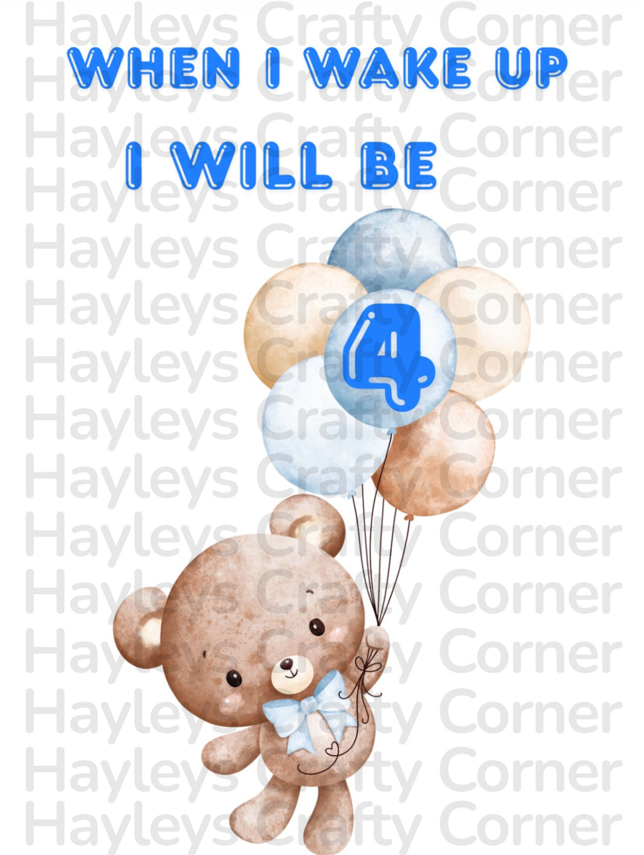 π Digital Birthday Design β Blue Teddy (Ages 1β6) π