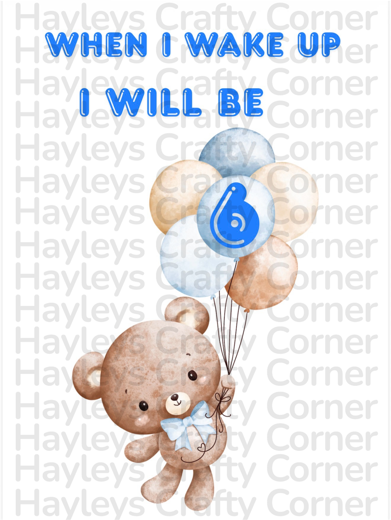 π Digital Birthday Design β Blue Teddy (Ages 1β6) π