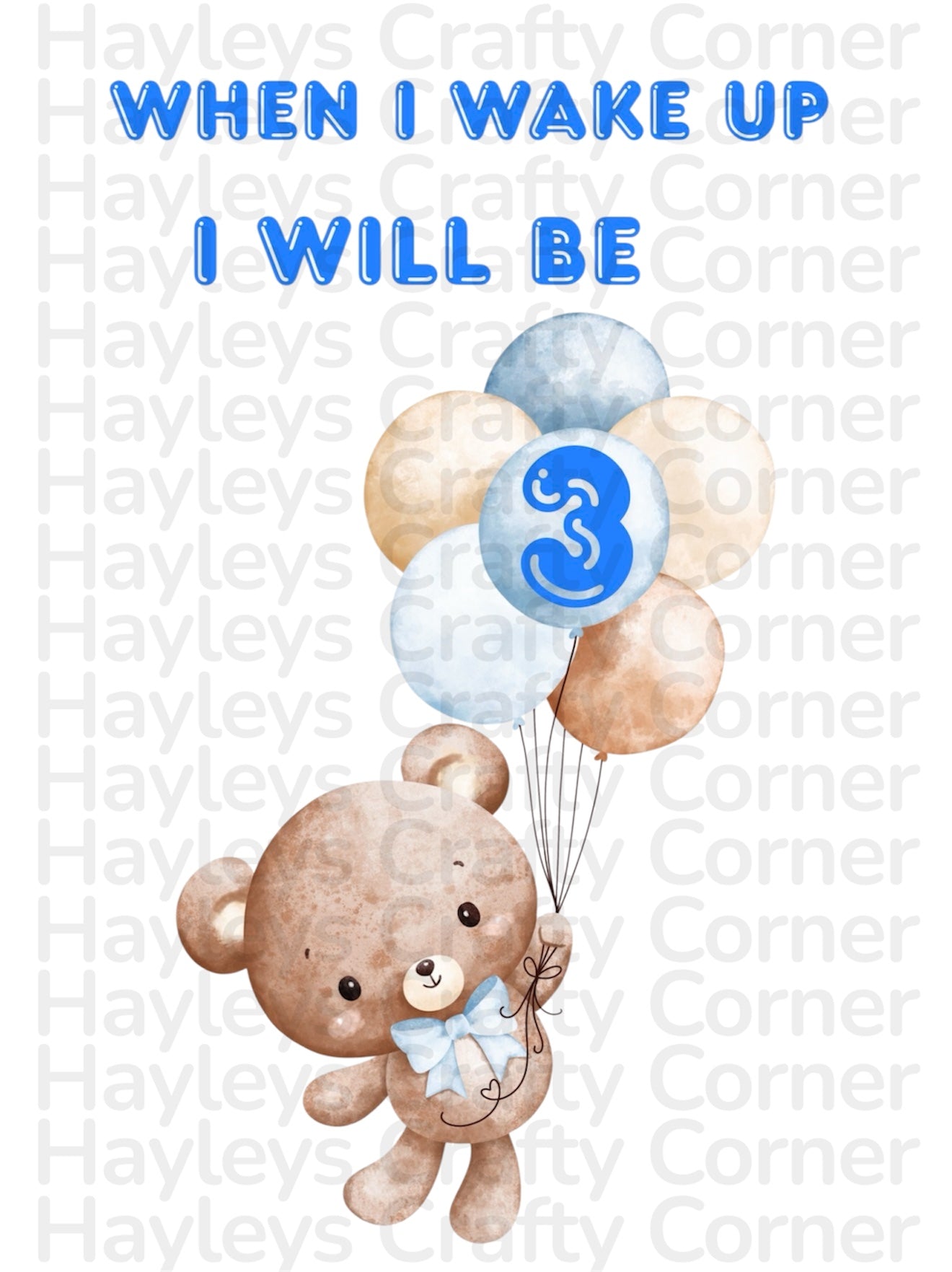 π Digital Birthday Design β Blue Teddy (Ages 1β6) π