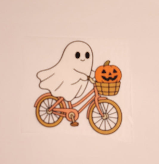 Ghost on a Bike Halloween DTF Heat Transfer 🚲👻🎃