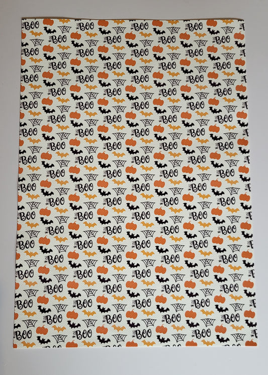 Boo Halloween Bow Fabric – A4 Sheet 👻🎀🎃