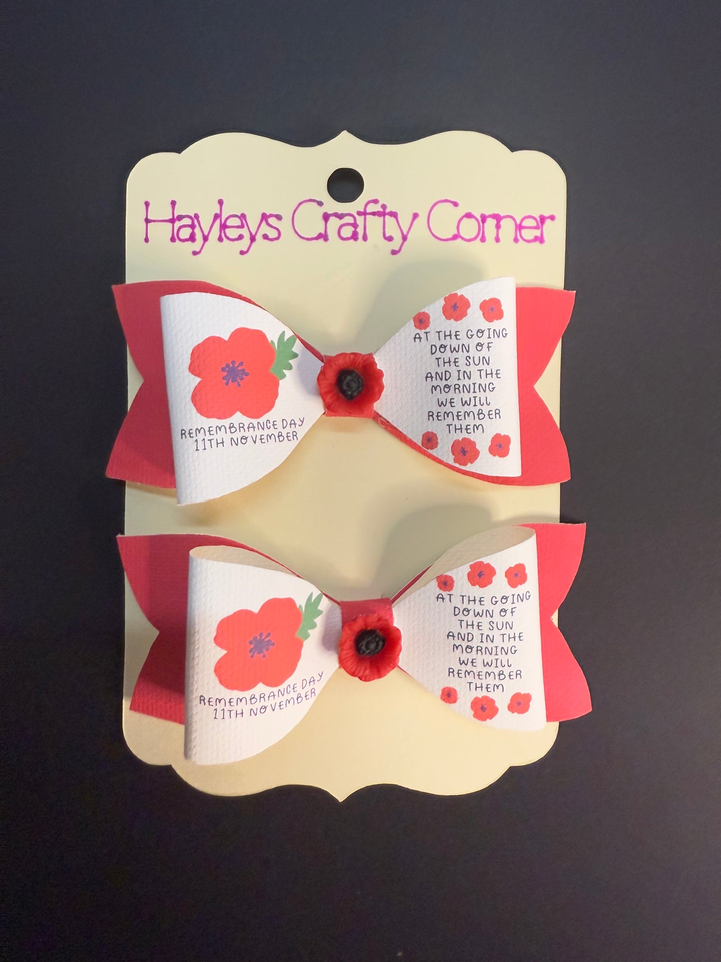Remembrance Day Hair Bows | Small Poppy Embellishment Tribute Bows