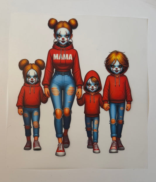 Masked Face Family “Mama” Halloween DTF Heat Transfer  🎭🎃
