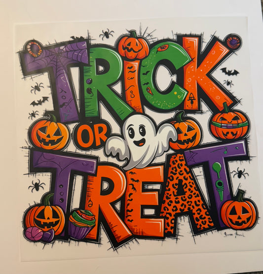 👻 Trick or Treat Ghost & Pumpkins Halloween Heat Transfer 🎃