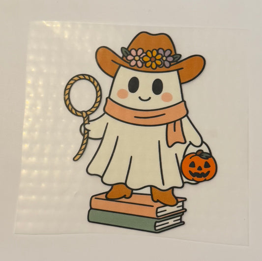 Cowboy Ghost with Pumpkin Heat Transfer – Halloween Iron-On DIY