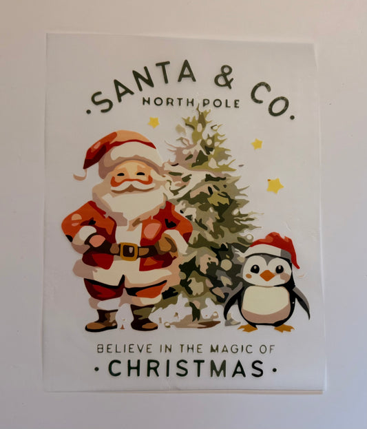 🎅❄️ Santa & Co. Christmas DTF Heat Transfer – Santa, Tree & Penguin Design 🎄🐧