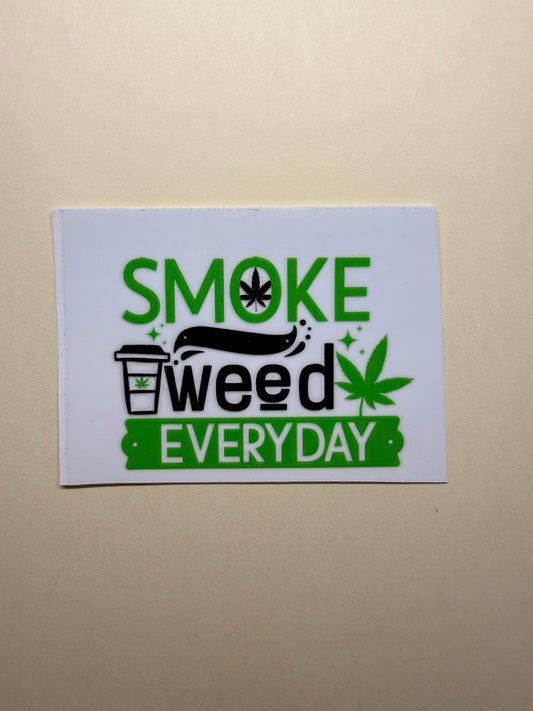 🌿☕ Smoke Weed Everyday – Coffee Cup Cannabis Sticker 💨✨