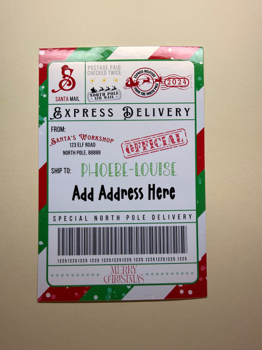 🎅 Santa Shipping Label – North Pole Express Delivery 🎄