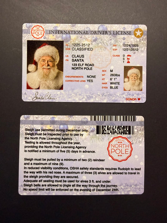 🎅 Santa Claus Novelty Driver’s License – North Pole ID