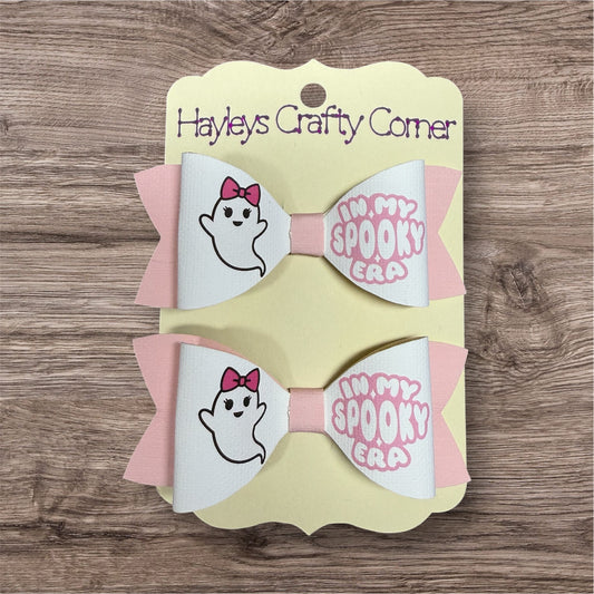 Pink " In My Spooky Era" Ghost Hair Bows