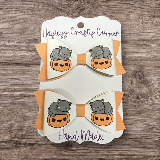 Pumpkin Cat Hair Bows (2pack)