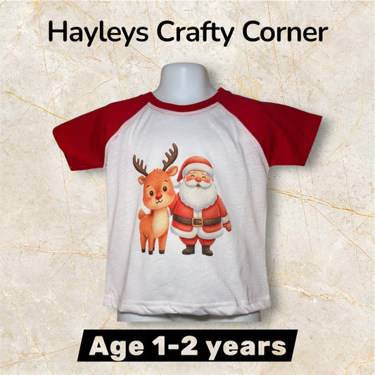 🎅 Santa & Reindeer Design 🦌 (Age 1–2 Years)
