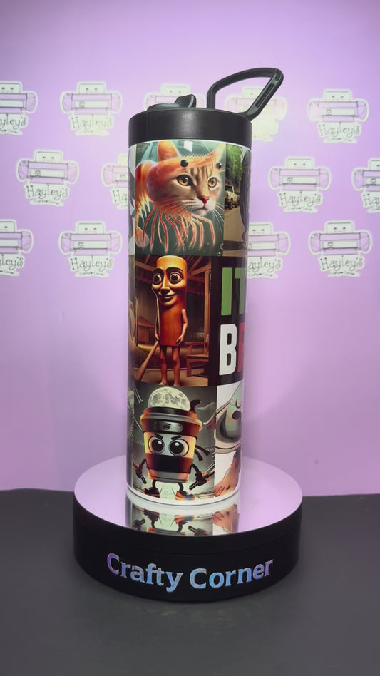 🧠✨ 20oz Brainrot Stainless Steel Water Bottle – Fun Character Design